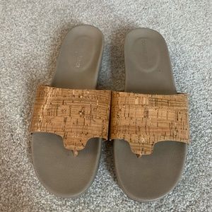 Donald Pliner like new cork slide sandals.